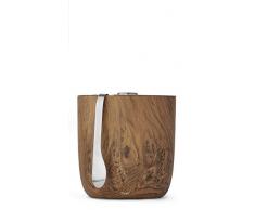 Swell Ice Bucket + Tongs Secchiello per Ghiaccio + pinze, Legno di Teak, 2 Litri
