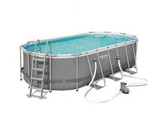 Power Steel Piscina Ovale, Cm. 549X274X122, Capacita 13410 L, Pompa di Filtraggio 5678 L/H, Cartuccia 58476 (III).
