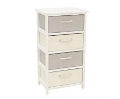 King Home C656424 Cassettiera 4 Cassetti Legno e Rafia Sintetica, 40X30X74H