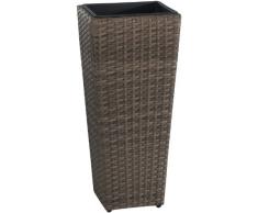 Secchio per pianta da giardino in polyrattan, incl. elemento in plastica per interno ed esterno, cappucchino, 28 x 28 x 60 cm
