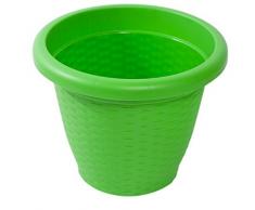 Hobby&Style 15141.0 Vaso Tondo Rattan, Verde, 25x25x20 cm