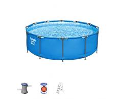 Bestway 56418 | Steel Pro MAX - Piscina Fuori Terra Rotonda, 366X100 cm, Pompa di Filtraggio e Scaletta Incluse