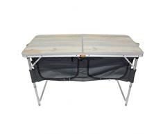 Homecall Tavolino pieghevole da campeggio in alluminio ripiano in MDF con tasca