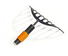 Fiskars Rastrello per roseti con 10 denti, Testa di attrezzo, Larghezza: 24,5 cm, Denti in acciaio temprato, Nero/Bianco, QuikFit, 1000651
