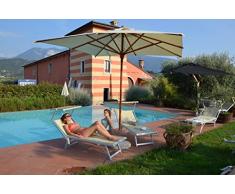 ACQUAMARINA WOOD COUNTRY OMBRELLONE (AM3X4REP) ACR Bianco Acquamarina, Legno Scuro Copertura Ecrù