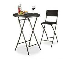 Relaxdays 10020759_46 Tavolo Alto Pieghevole Rotondo, Nero, 80x80x110 cm