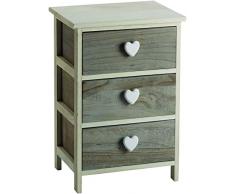 King Home cassettiera c/Cuore, Grigio/Bianco