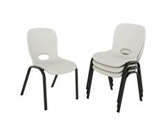 Lifetime 80383 Chair, Kids, Stacking, Almond, Bronze, 4 Pack Sedia, 38.4x36.7x56.4 cm