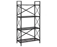homcom Scaffale 4 Ripiani per Casa Ufficio Garage Salvaspazio, Metallo, Nero, 80 x 40 x 160 cm