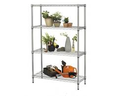 Archimede Scaffale Esterno con 4 Ripiani, Grigio/Argento, 90x36x137 cm
