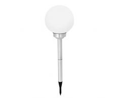 Solarline 403616 - Lampada solare a globo, cromata, 20 x 20 x 53 cm