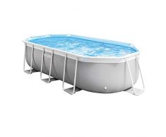 Intex Prisma Frame Piscina Ovale fuoriterra, Grigio, 400x200x100 cm
