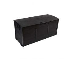 Rebecca Mobili Baule Cassapanca Plastica Esterno 290 Lt Nero Multiuso Porta Attrezzi Cuscini Giochi H 54 x L 112 x P 49 cm (cod. RE6333)