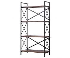 homcom Scaffale 4 Ripiani Aperti per Casa Ufficio Garage, Metallo e Legno, 80x40x160cm