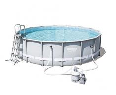 Bestway 56452 Piscina Fuori Terra Power Steel Frame Rotonda da 4,88m x 1,22m