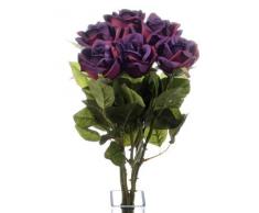 Closer To Nature Bouquet di Rose Artificiali 6 Semi-covato Singolo Violet Asta 70 cm