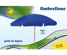 Nuovo Ombrellificio Romano STC0480 Ombrellone da Legno per Bagni, Blu Palo, 200 cm