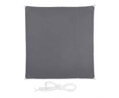 Relaxdays Tenda a Vela Quadrata, Idrorepellente, Protezione UV con Lacci, Balconcino per Balcone, WXD: 2 x 2 m, Grigio