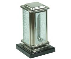 Paul Jansen - Lanterna tombale in lamiera di Acciaio Inox con Base in Granito Opaco Spazzolato, Altezza 26 cm, Colore: Argento