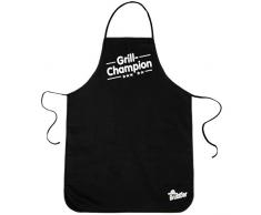 Bruzzzler Grembiule da Barbecue con Motivo, da Cucina, Antisporco, Cotone, Allacciatura Posteriore, Facile da Pulire, Lavabile in Lavatrice, Nero, Misura 67 x 97 cm