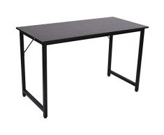 HOMCOM Scrivania con Ripiano in Legno Scuro e Struttura Robusta Piedini Regolabili da Casa e Ufficio MDF, tubo di ferro 120L x 60P x 73A cm venatura del legno, nero