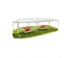 Relaxdays Padiglione 3x9m Senza Pareti Laterali, con Finestra da Giardino per Eventi, in PE, Acciaio 300x900cm Bianco