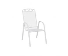 greemotion Sedia impilabile giardino “Toulouse” in acciaio rivestito in plastica, ca. 55 x 97 x 73 cm, portata massima fino a 110 kg, bianca