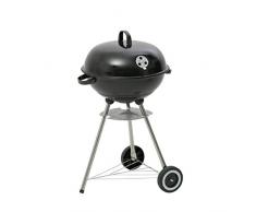 Kamino BBQ Barbecue a sfera a carbonella 2 ruote con coperchio e ripiano dappoggio Arizona, griglia Ø ca. 46 cm, ca. 54 x 87,5 x 47,5 cm, nero/argento