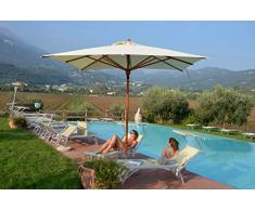 ACQUAMARINA WOOD COUNTRY OMBRELLONE (AM2X3REP) ACR Bianco Acquamarina Legno, Scuro Copertura Ecrù