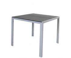 Chicreat Tavolo in alluminio con superficie in polywood, 90 x 90 x 75 cm, argento e nero
