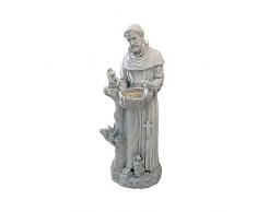 Design Toscano San Francesco La natura che nutre Statua da giardino mangiatoia per uccelli, poliresina, pietra antica, Grande 94 cm