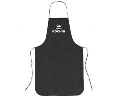 Geschenke mit Namen Regali con Nomi Grembiule da Cucina, Chef con Stampa Power Cuoca, Nero, 89 x 58 x 0.5 cm, 1034
