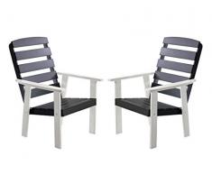 Ambiente Casa 90.322 Poltrona da Giardino Sedia Lounge Set di 2 in massello Hanko Maxi, Bianco/Grigio