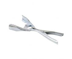 Kamino-Flam pinza carbone camino stufa, pinza doppio giunto in metallo galvanizzato, dimensioni: ca. ca. 10 x 25 x 3 cm, argento