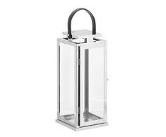 Gartenfreude Edelstahl Laterne 15,5 x 15 x 37 cm Lanterna, Argento, 15.5 x 15 x 37 cm