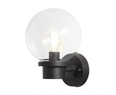 Konstsmide Nemi 7322-750 - Lampada da parete in plastica, con sensore crepuscolare, 20 x 21,5 x 29 cm, 1 lampadina da 60 W, IP44, colore: Nero