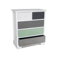 King Home C656180 Cassettiera 5 Cassetti Multicolor, 64X32X73H