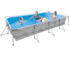 Jilong JL017442NG Piscina Rettangolare con Struttura Metallo, Grigio, 394 x 207 x 80 cm