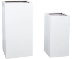 Gartenfreude - Vaso da Fiori in Fibra di Vetro, 40 x 40 x 80 cm, 30 x 30 x 62 cm, Resistente alle intemperie, Colore: Bianco