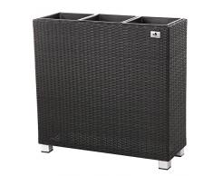 Gartenfreude Secchio per pianta da Giardino in polyrattan con Piedi in Alluminio e 3 Elementi in plastica per Interno ed Esterno, Antracite, 76 x 26 x 73 cm (AxLxP)