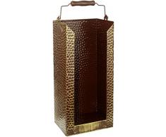 Kamino-Flam 333065 Secchio Contenitore per Carbone in Ottone Anticato, Oro Antico, 20 x 15 x 40 cm
