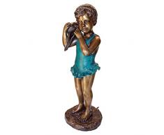 Design Toscano PN6572 Statua da Giardino Ragazza su Conchiglia, Bronzo/verderame, 32x33x91.5 cm