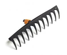 Fiskars Rastrello con 12 denti, Testa di attrezzo, Larghezza: 41 cm, Denti in plastica rinforzata con fibra di vetro, Nero/Arancione, QuikFit, 1000643