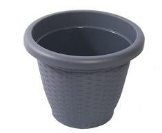 Hobby&Style 10143.0 Vaso Tondo Rattan, Antracite, 35x35x27 cm