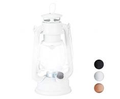 Relaxdays Lanterna LED, Lampada Decorativa retrò per Finestre o da Giardino, a Batteria, Bianco
