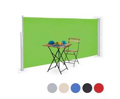 Relaxdays Tenda da Sole Laterale, Avvolgibile, Protezione UV, per Terrazza e Giardino, HxL: 180 x 300 cm, Verde