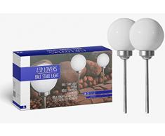 LED LOVERS Set di 2 Lampade Solari da Giardino Sferiche per Esterno, Lampioni Colore Bianco
