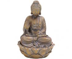 Dehner Zimmerbrunnen Buddha, ca. 32.3 x 25.5 x 25.5 cm, Polyresin, Grau/Gold Fontana da Interni, Marrone, 32.3x25.5x25.5 cm