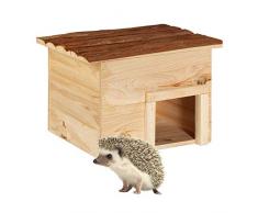 Relaxdays Casetta per Ricci per il Giardino, Rifugio Invernale, Porcospini Selvatici, Legno Abete.22,5x32x27 cm,naturale