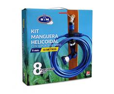 S&M 548635 Kit Elicoidale EVA da 10 m con Pistola con 8 Funzioni di Irrigazione + Supporto Connettore Tubo e Raccordo, Blu